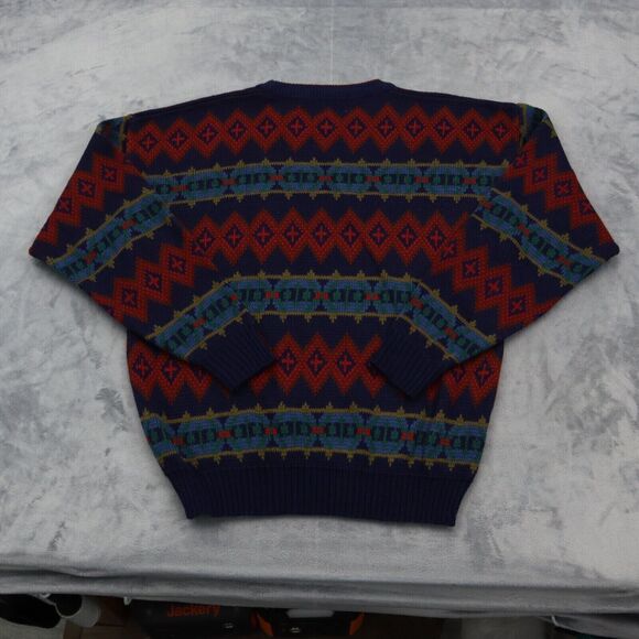 Trend Basics Sweaters Mens L Multicolor Geometric Long Sleeve Crew Neck Pullover - Picture 10 of 16